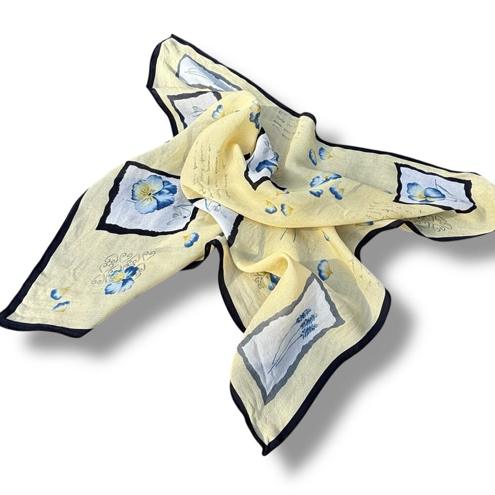 Blue and Yellow Framed Flower Scarf
